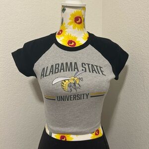 Alabama State University Women's Black and Gray Crop Top